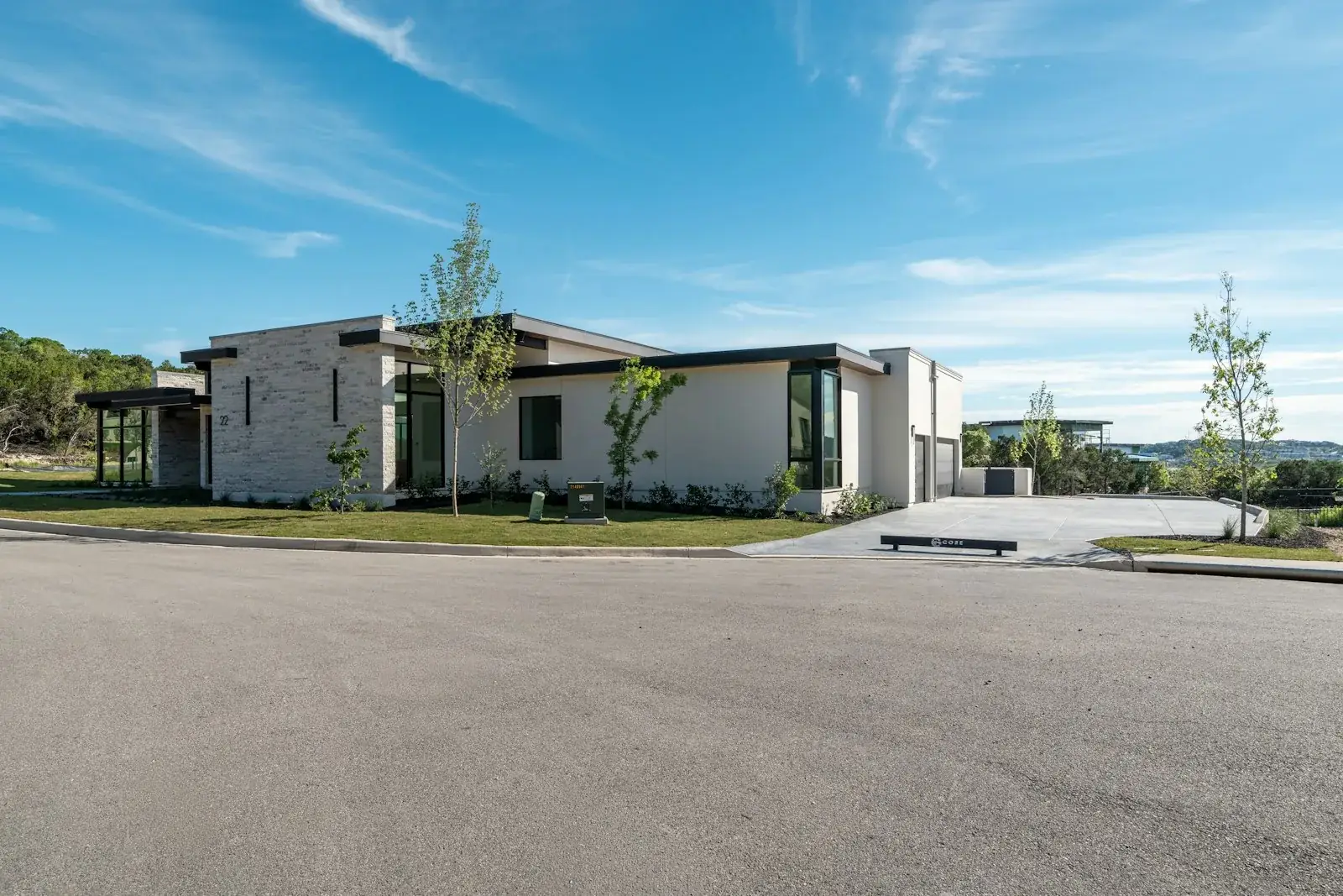 A contemporary home with a flat roof